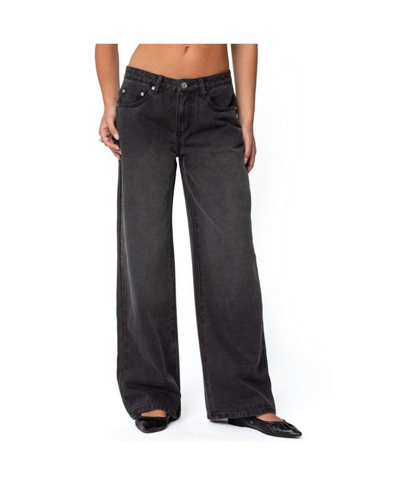 Women's 1980 Leopard Patch Low Rise Baggy Jeans