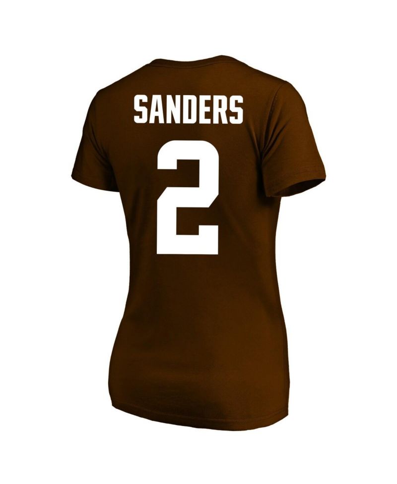 Women's Shedeur Sanders Brown Cleveland Browns Plus Size Name & Number V-Neck T-Shirt