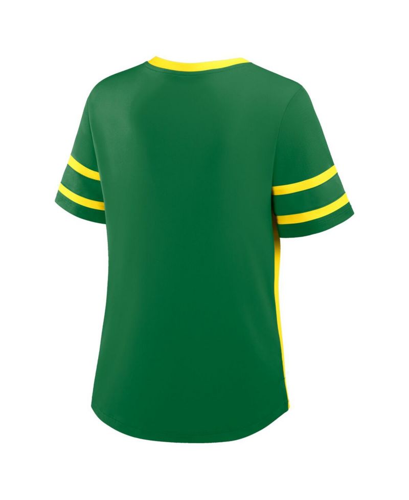 Women's Green/Yellow Oregon Ducks Be Fearless Athena Lace-Up T-Shirt