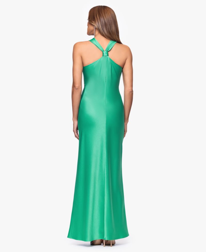 Women's Long Satin Cowl Neck Gown