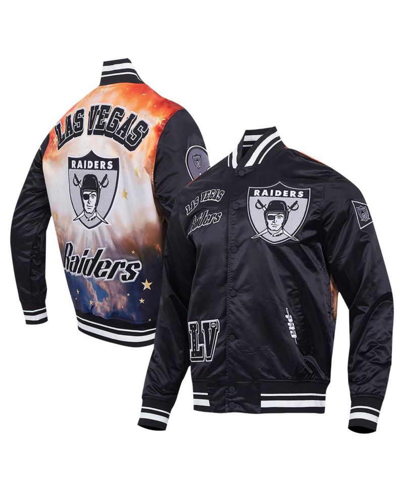 Men's Black Las Vegas Raiders Sublimated Satin Full-Snap Jacket