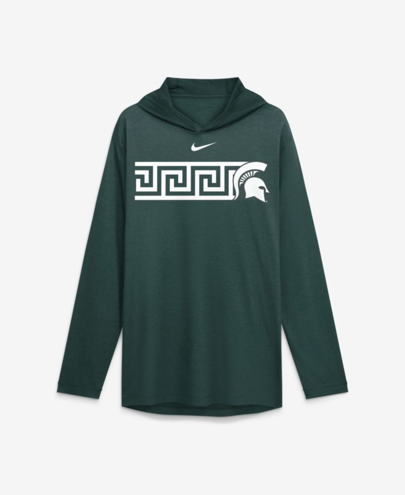 Men's Green Michigan State Spartans Primetime Pattern Tri-Blend Dri-FIT Long Sleeve Hooded T-Shirt