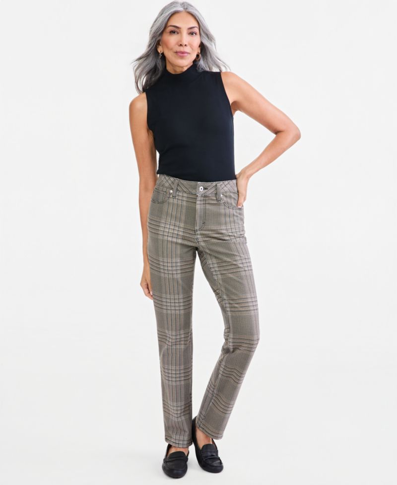 Women's High-Rise Straight-Leg Ponte Pants