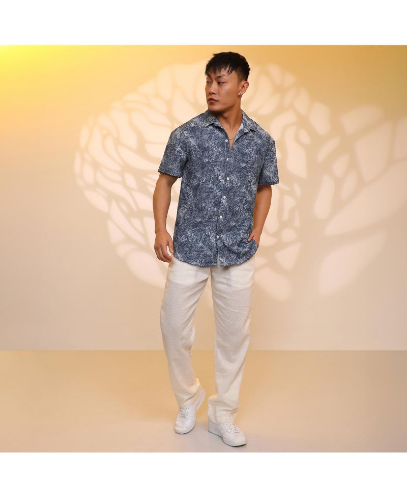 Men's Navy Blue Contrast Hazy Shirt