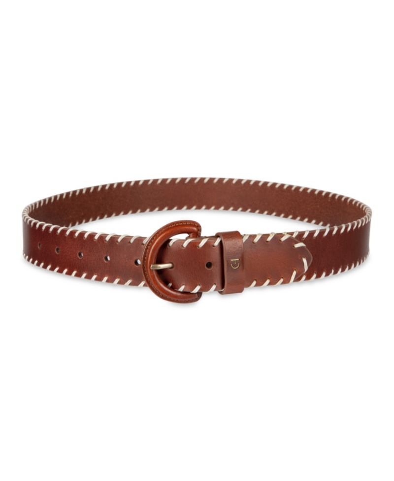 Women's Leather Covered Buckle Stitched Edge Belt