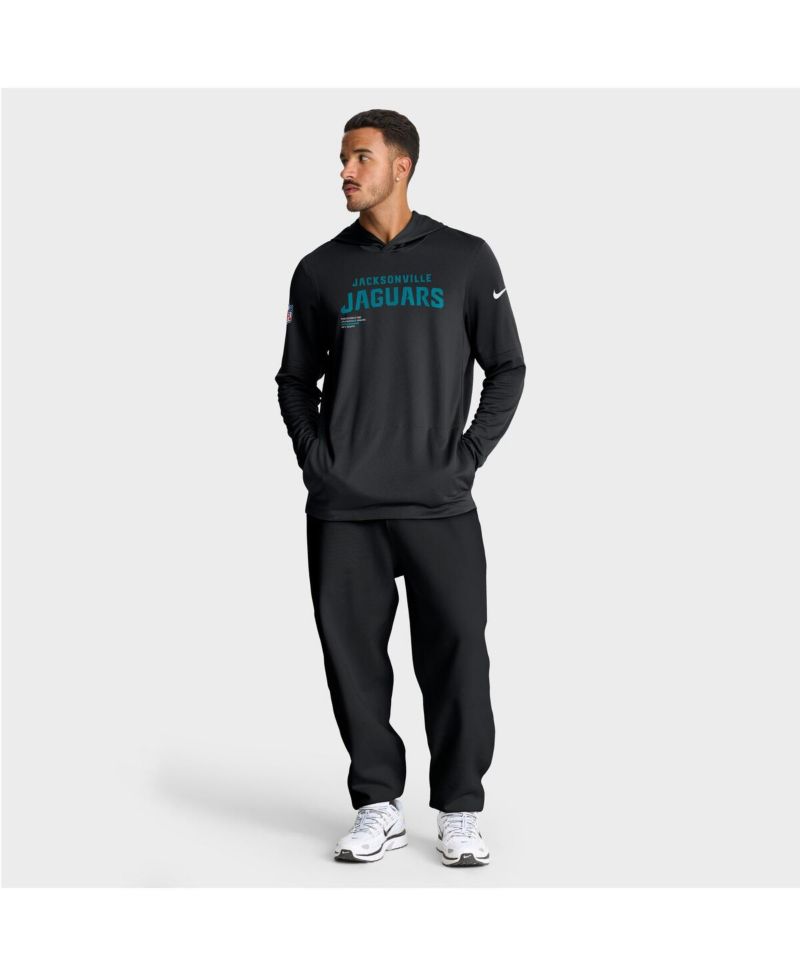 Men's Black Jacksonville Jaguars Sideline Pure Fury Performance Long Sleeve Hoodie T-Shirt