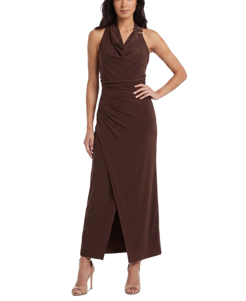 Women's Ruched Sleeveless Cowl Neck Dress