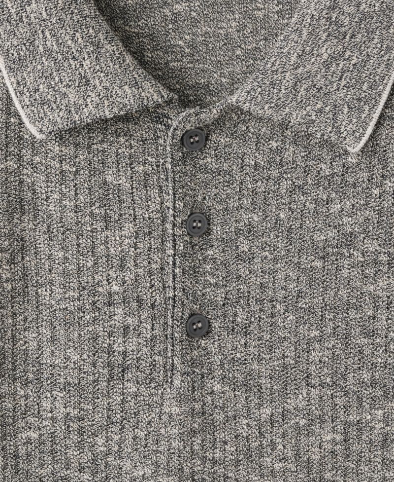 Men's Ribbed Linen-Cotton-Blend Polo Shirt