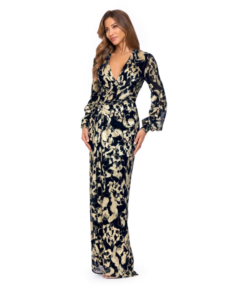 Women's Floral Long-Sleeve Gown
