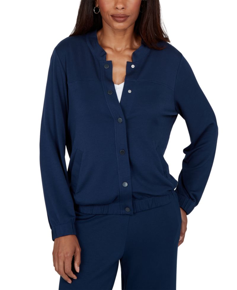 Petite Mandarin-Collar Bomber Jacket