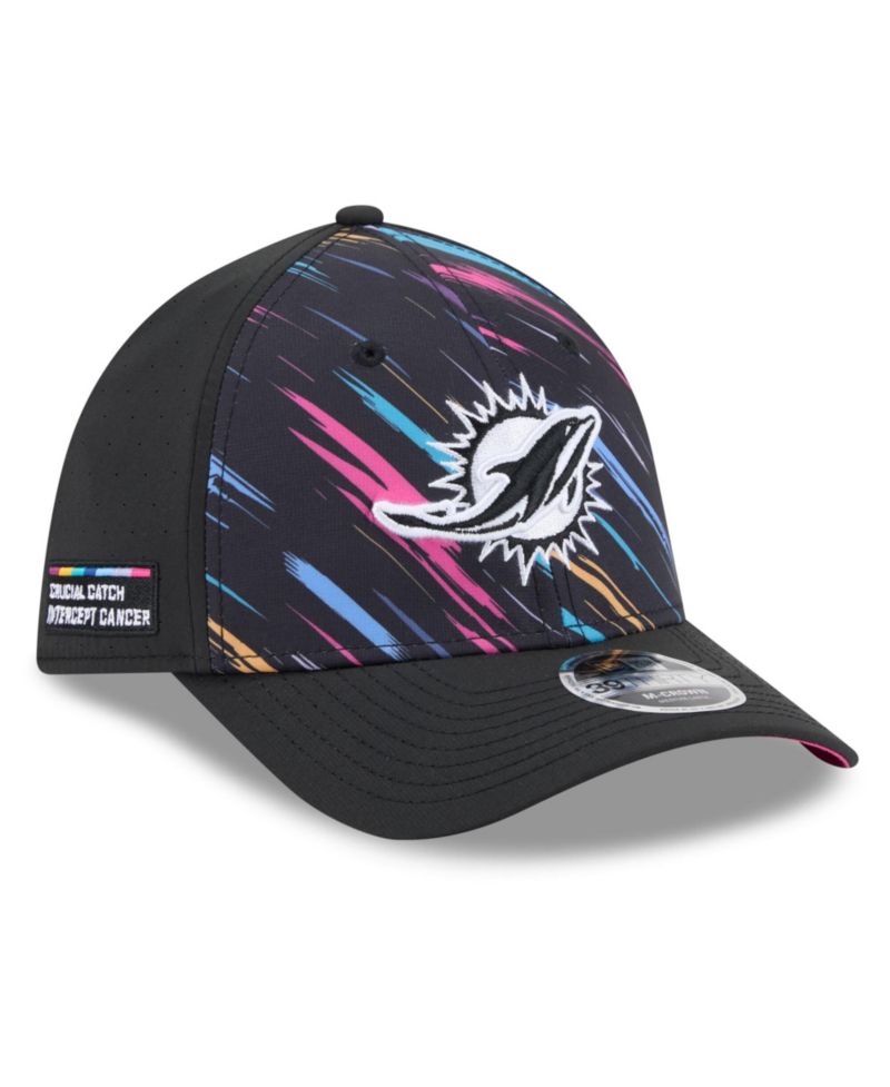 Men's Black Miami Dolphins 2026 NFL Cruical Catch 39THIRTY M-Crown Stretch Hat