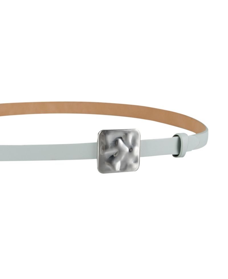 Women's Skinny Hammered Plaque Buckle Belt