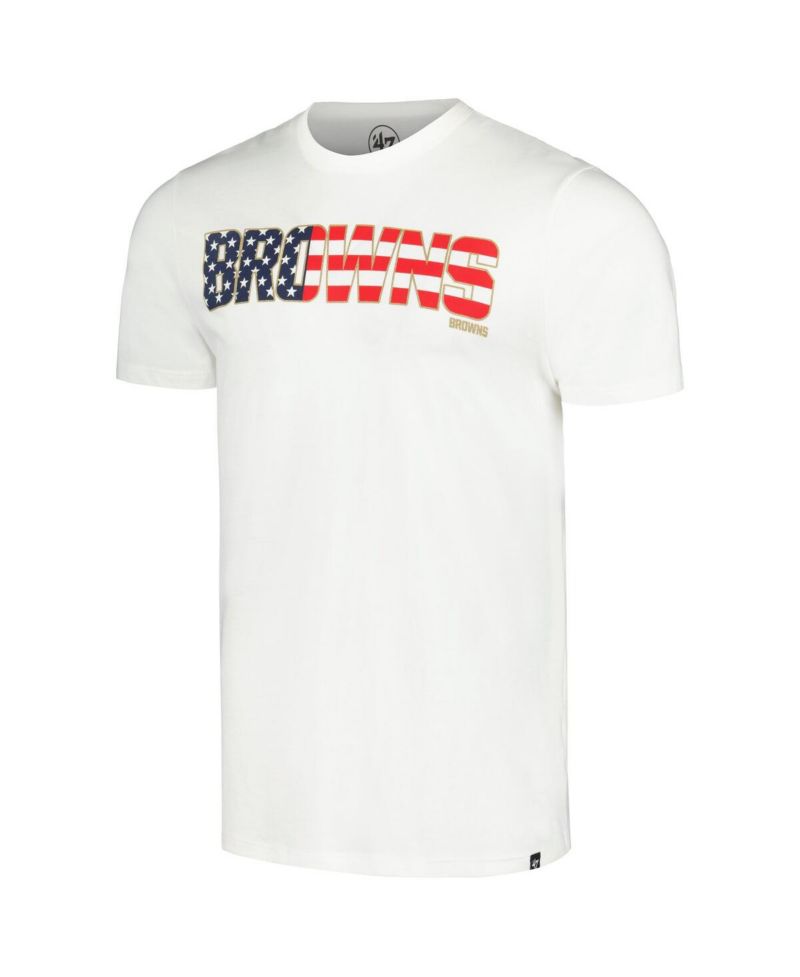 Men's White Cleveland Browns Flag Script Franklin T-Shirt