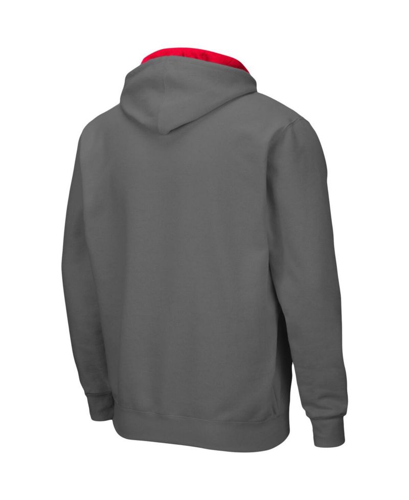 Men's Charcoal Wisconsin Badgers Big and Tall Full-Zip Hoodie