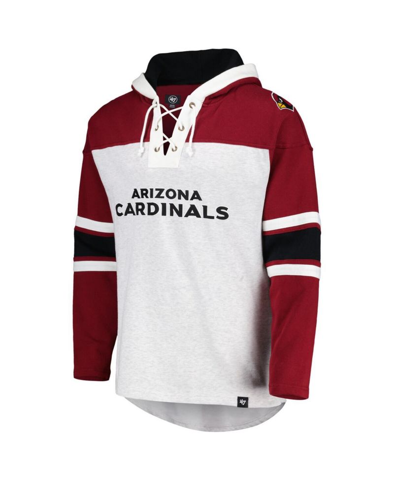 Men's Arizona Cardinals Heather Gray Gridiron Lace-Up Pullover Hoodie