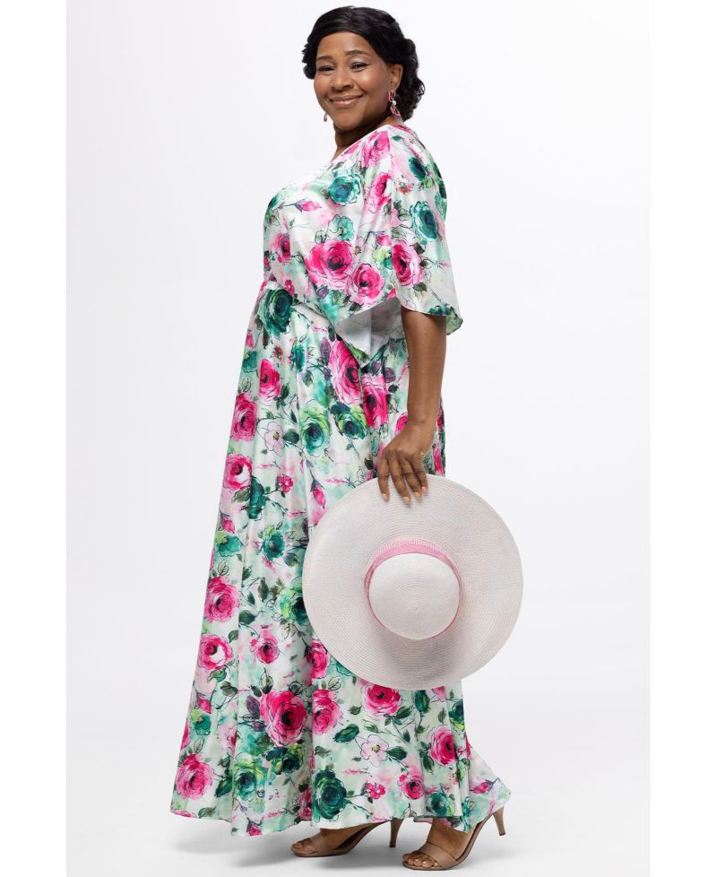 Women's Flowy Floral V-Neck Gown