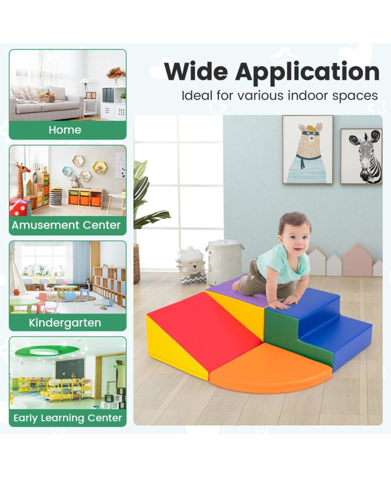 4 Piece Climb and Crawl Foam Block Play Set for Infant Baby Tummy Time