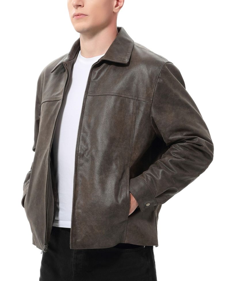 Men David Distressed Leather Jacket