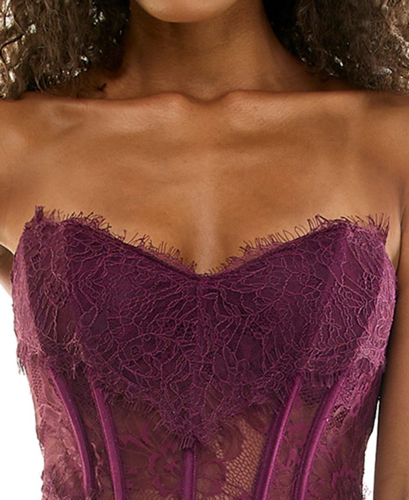 Juniors' Corset Lace Glitter Satin Dress