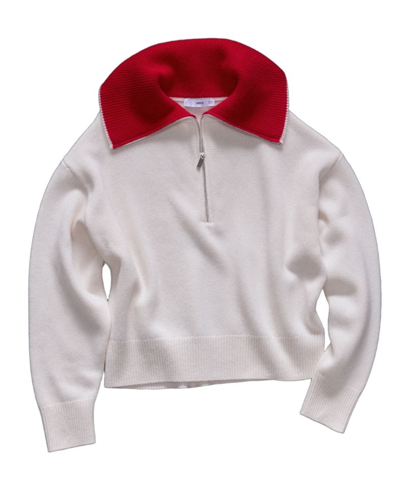 Women's Selection Contrast Collar Wool-Cashmere Blend Sweater