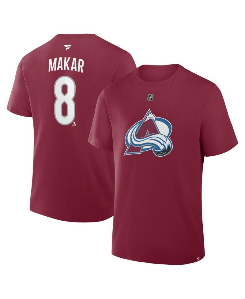 Men's Cale Makar Burgundy Colorado Avalanche Authentic Stack Name & Number T-Shirt