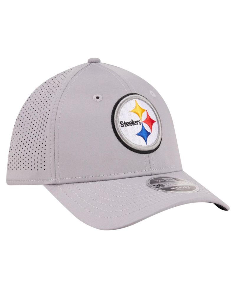 Men's Gray Pittsburgh Steelers 39THIRTY M-Crown Flex Fit Hat