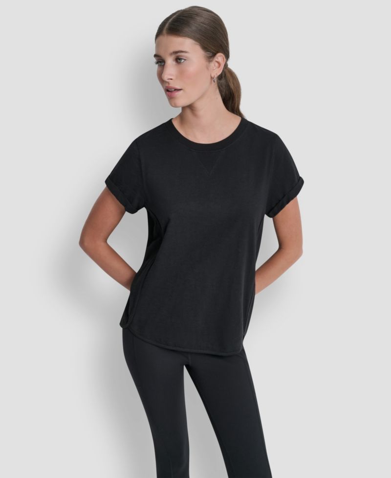 Women's Crew Neck Roll-Sleeve Top