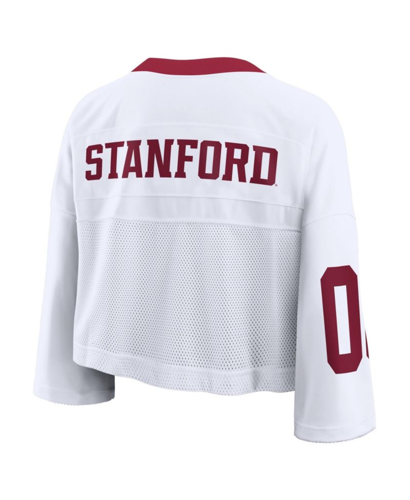 Women's White Stanford Cardinal Oversized Logo Cropped Fashion Jersey