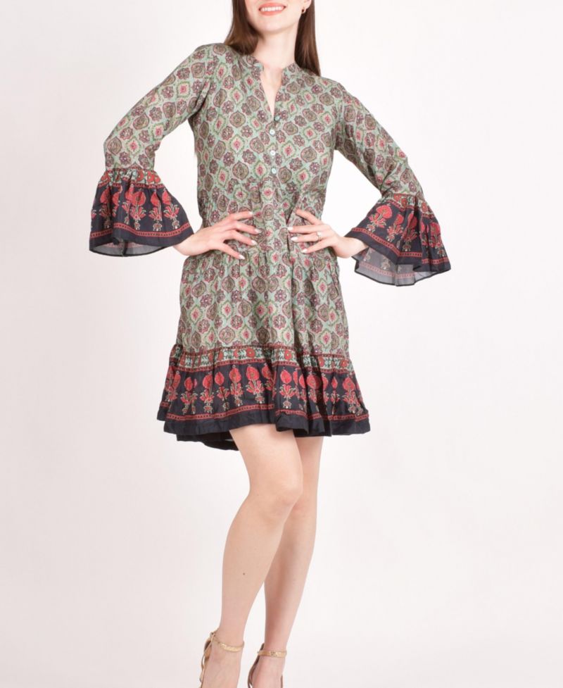 Women's Boho Green Mini Dress