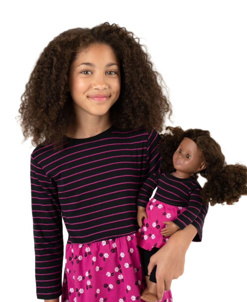 Big Girls Matching Doll 100% Cotton Long Sleeve Skirt Dress