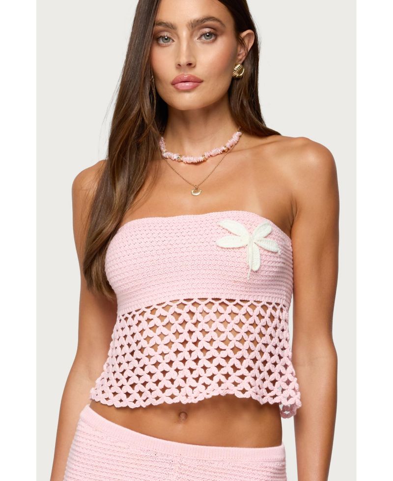 Women's Tahna Flower Strapless Crochet Top