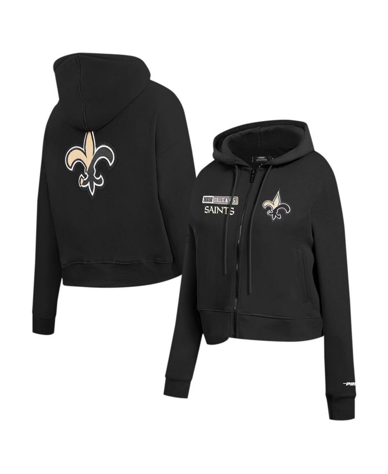 Women's Black New Orleans Saints Split Logo Full-Zip Hoodie