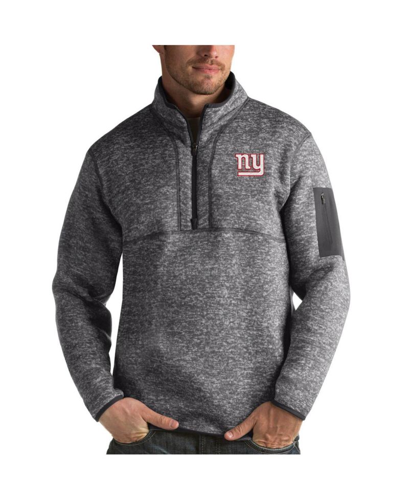 Men's Charcoal New York Giants Fortune Quarter-Zip Pullover Jacket