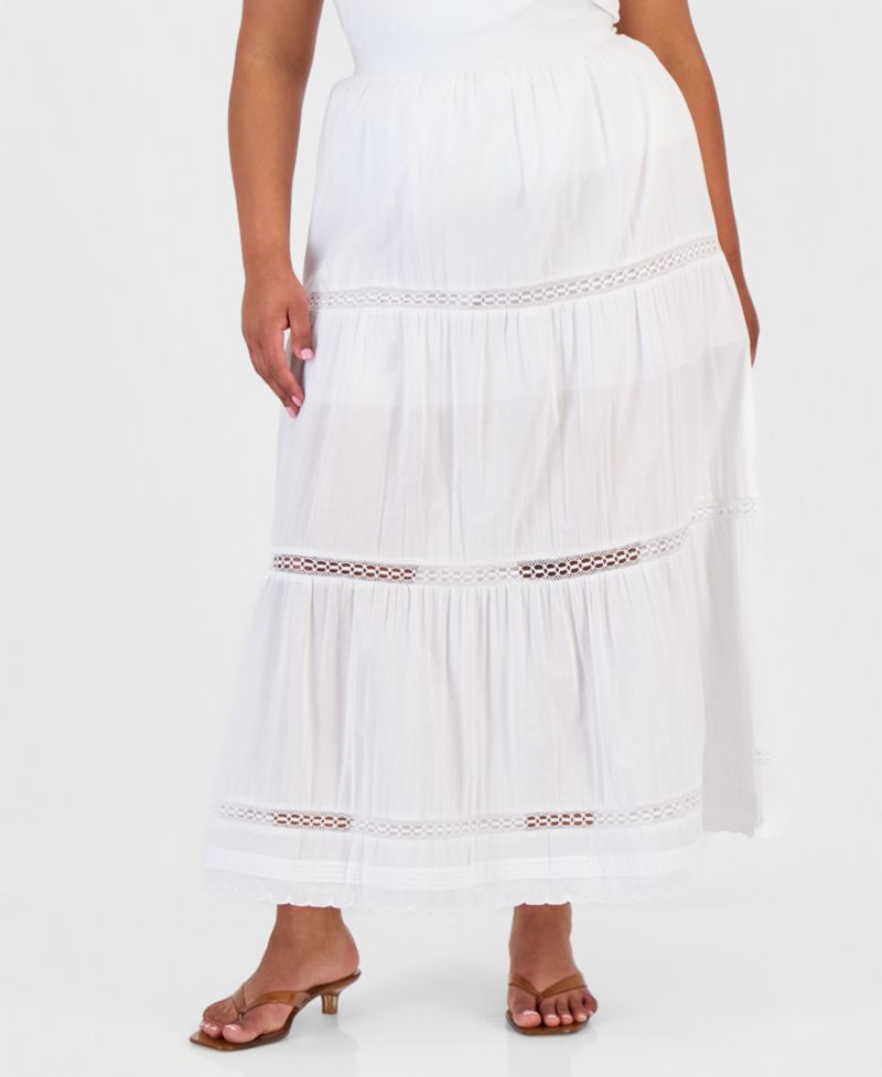 Trendy Plus Size Cotton Tiered Skirt