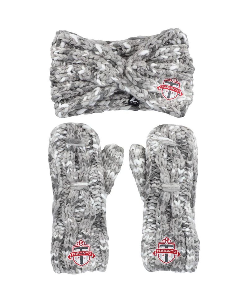 Women's Gray Toronto FC Marled Headband and Mittens Set