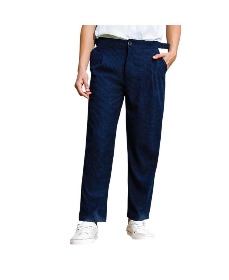 Men's Navy Blue Tailored Waffle Trousers