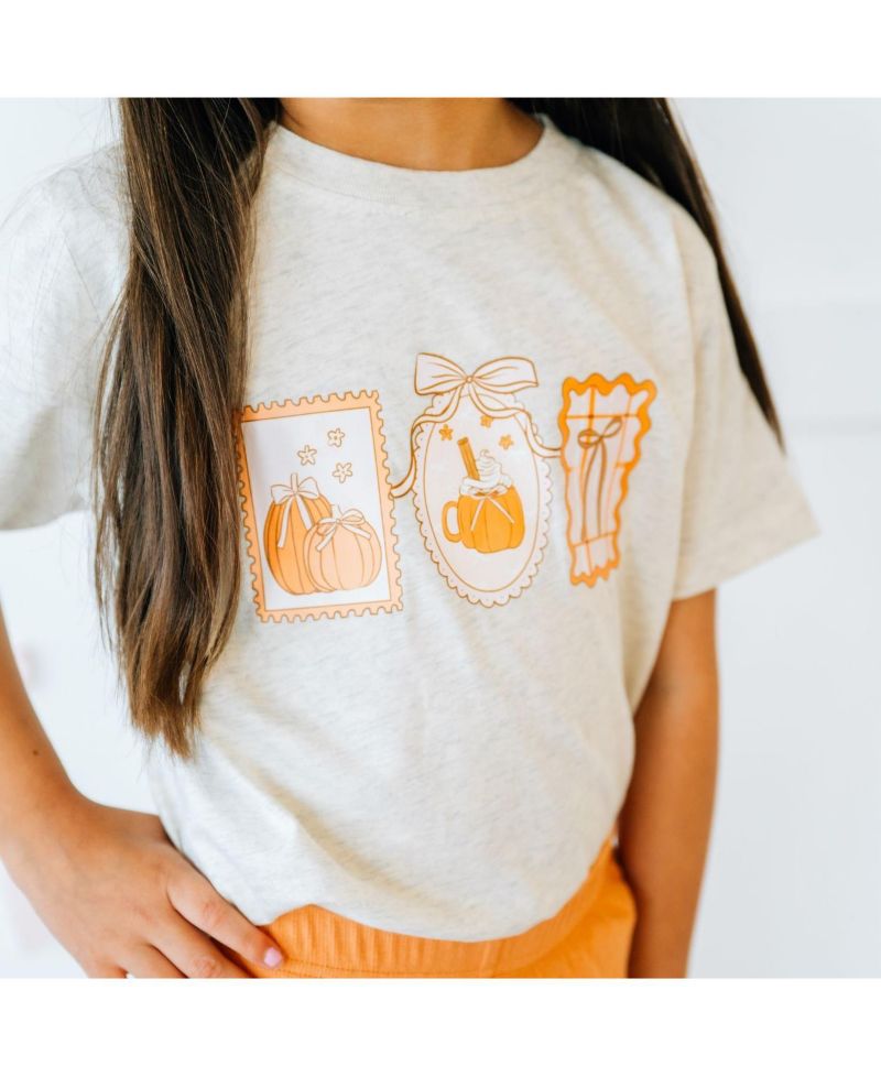 Little Girls Pumpkin Cameo Short Sleeve T-Shirt