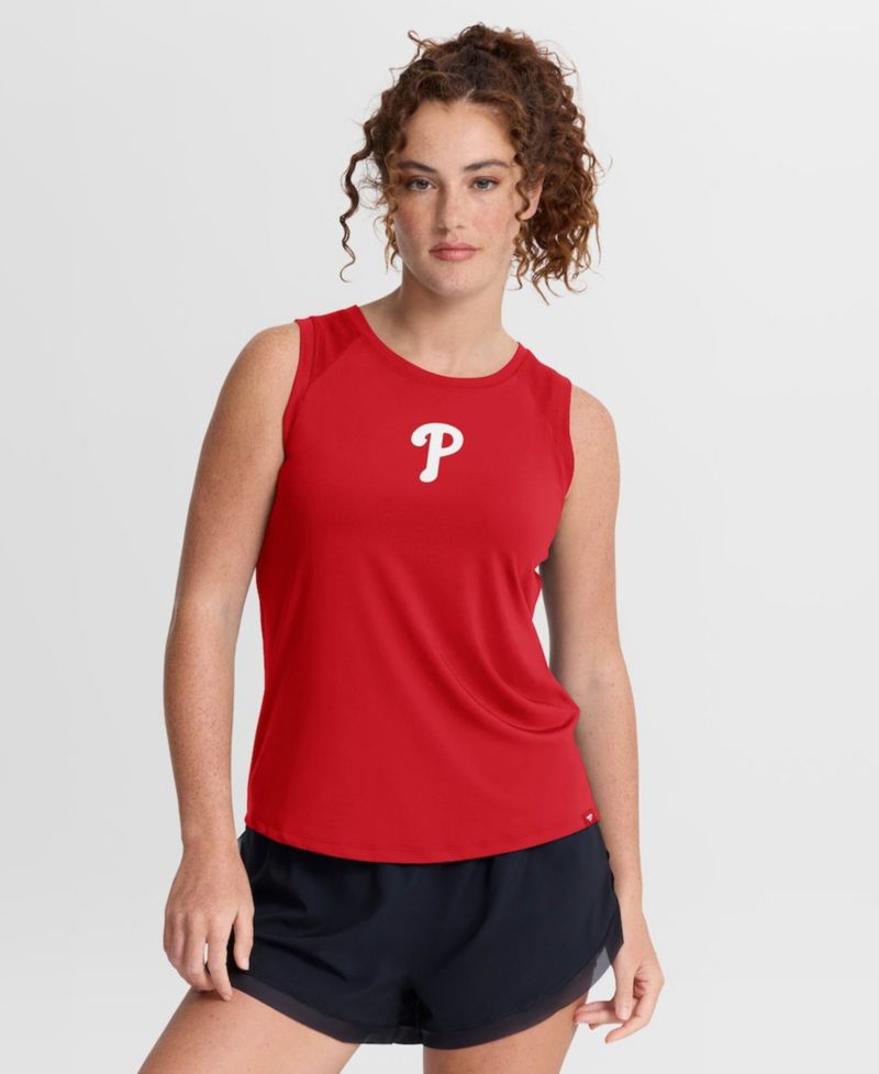 Women's Red Philadelphia Phillies Draped Mesh Back Performance Tank Top