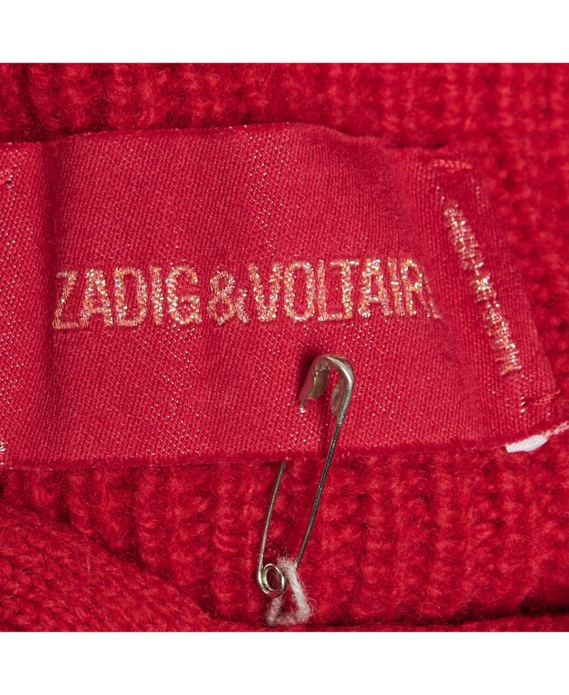 Women's Pre-Owned Zadig and Voltaire Red Rib Knit Lace-Up Kassy Lc Sweater