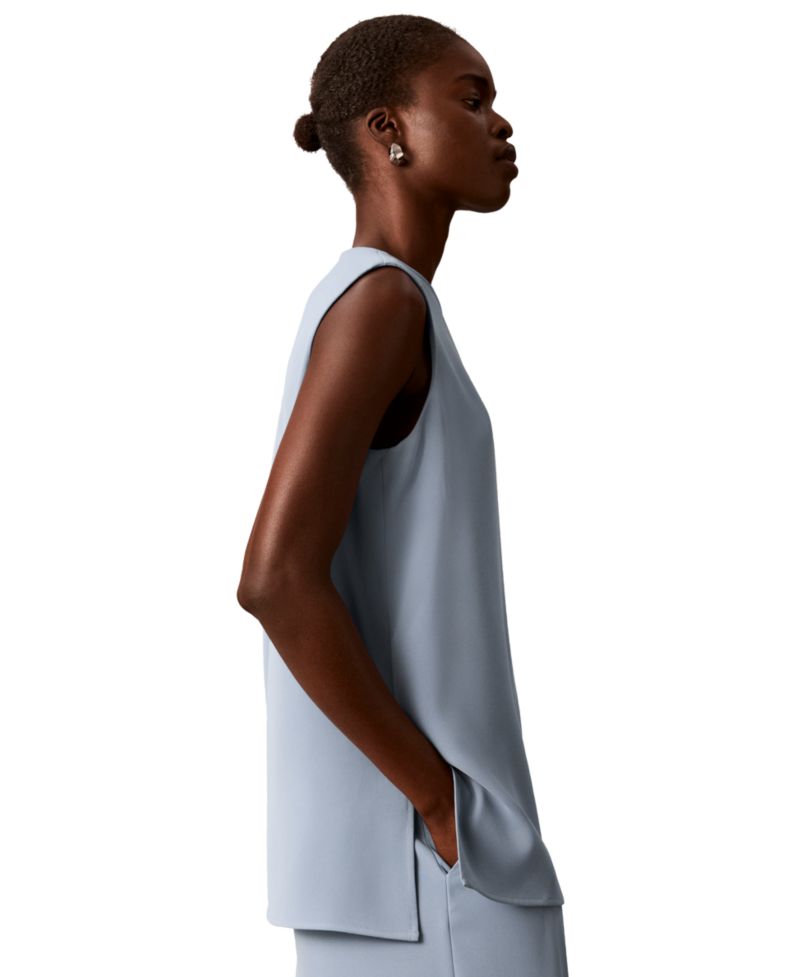 Women's Crewneck Sleeveless Side-Slit Top