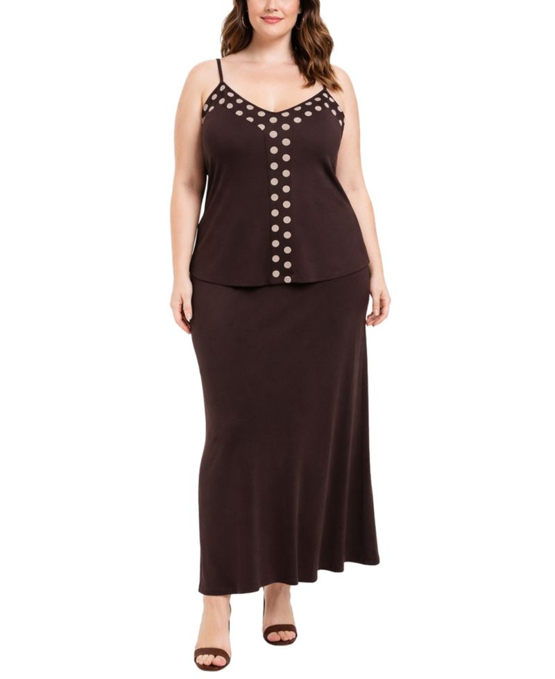 Plus Size Polka Dot Mesh Panel Cami Top