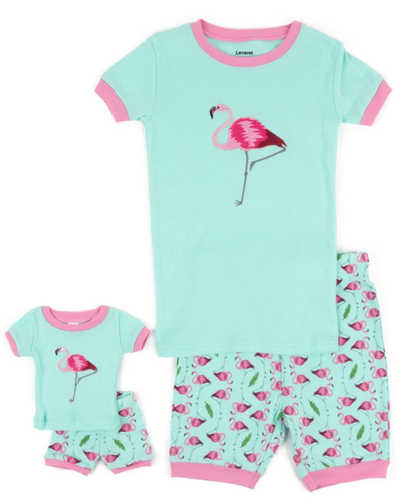 Big Girls Matching Doll Snug-Fit Cotton Short Sleeve Pajamas