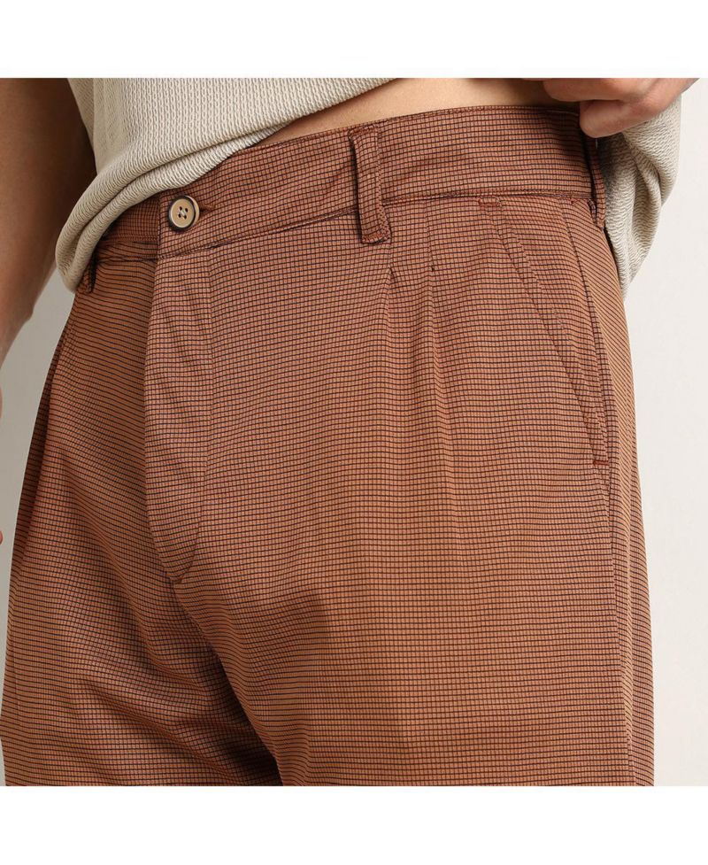 Men's Russet Brown Micro-Check Chino Trousers