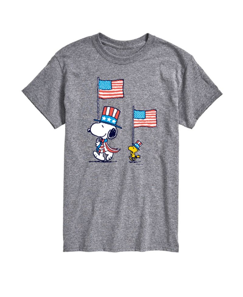 Men's Peanuts Snoopy Woodstock Flag March Short Sleeve T-Shirt
