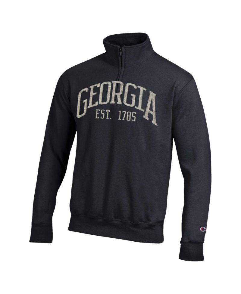 Men's Black Georgia Bulldogs Powerblend Quarter-Zip Pullover Sweatshirt