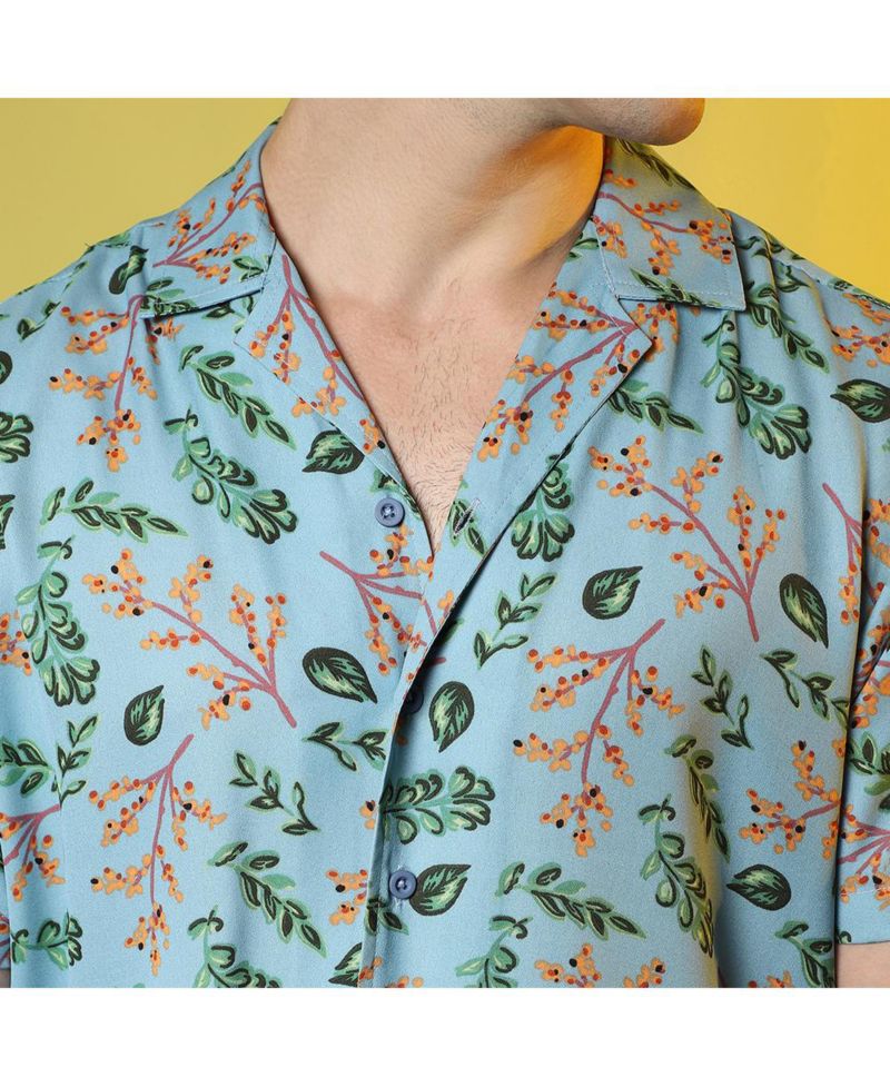 Men's Sky Blue Foliage Shirt