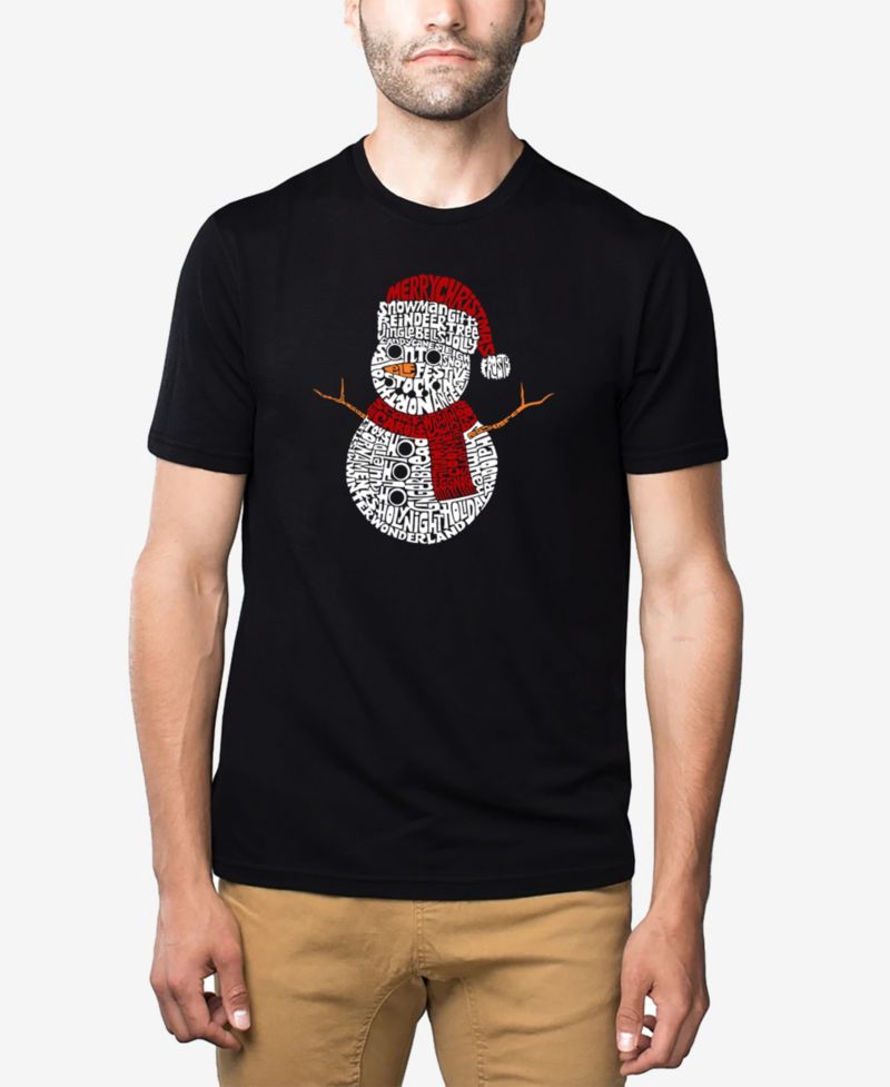 Men's Cotton/Poly Blend Word Art T-shirt- Snowman