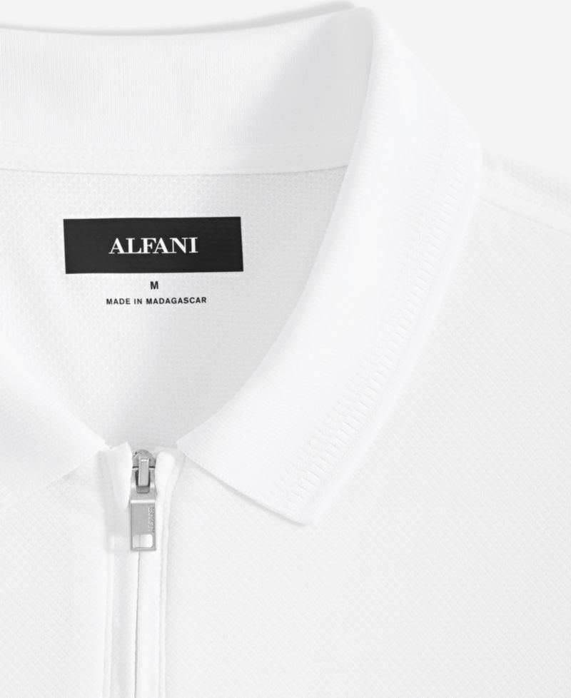 Men's Ottoman Short Sleeve Textured Quarter-Zip Polo Shirt