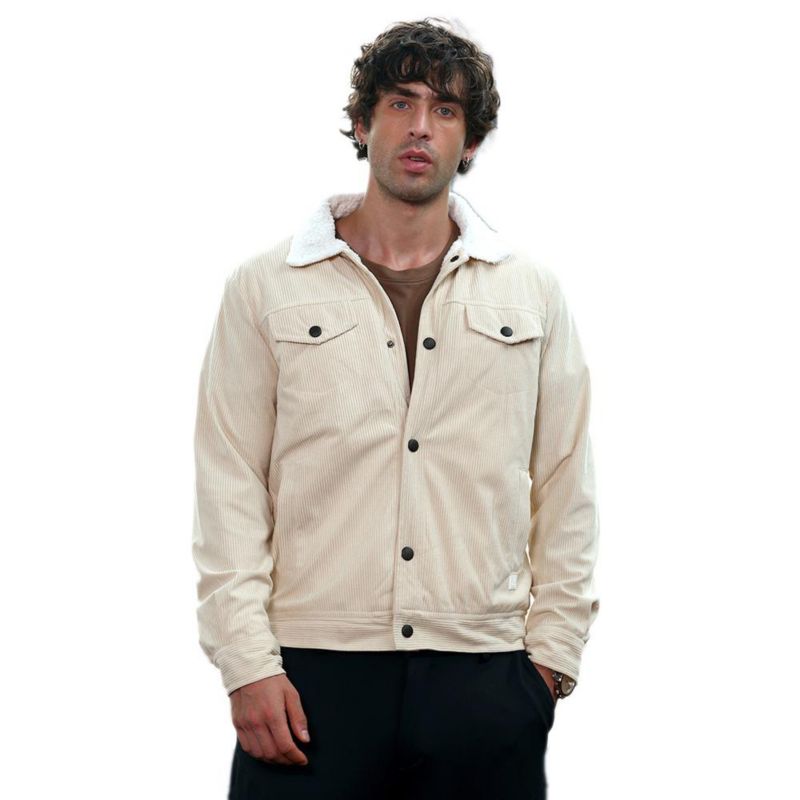 Men's Cream White Utility-Corduroy Jacket