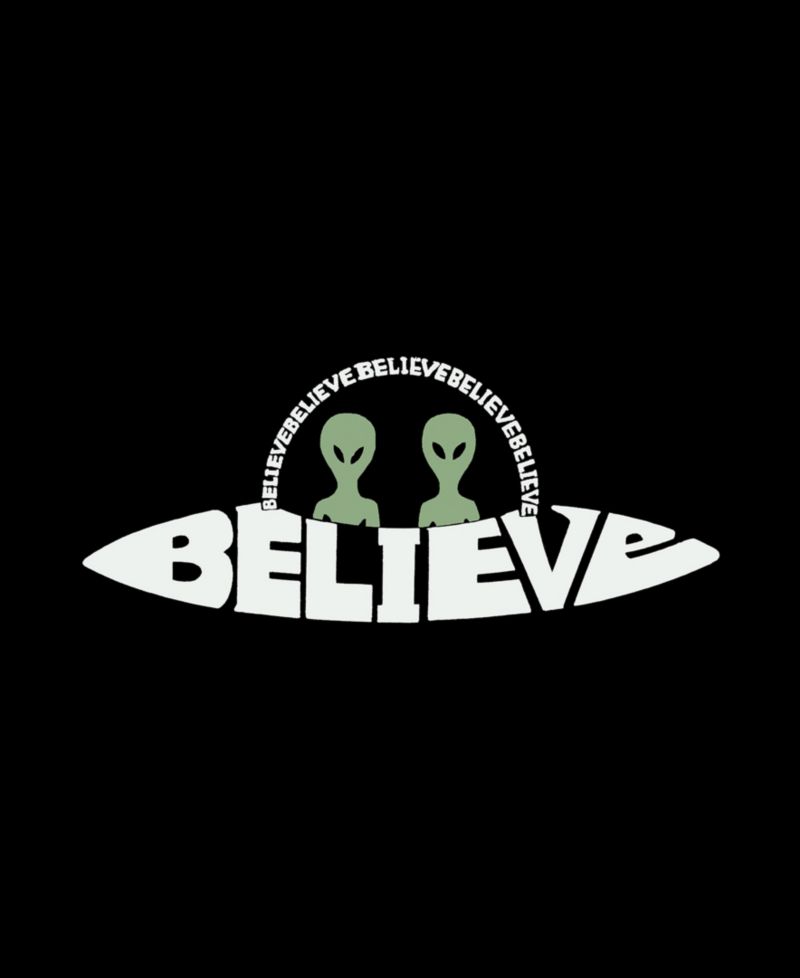 Men's Believe UFO Word Art Hooded Sweatshirt